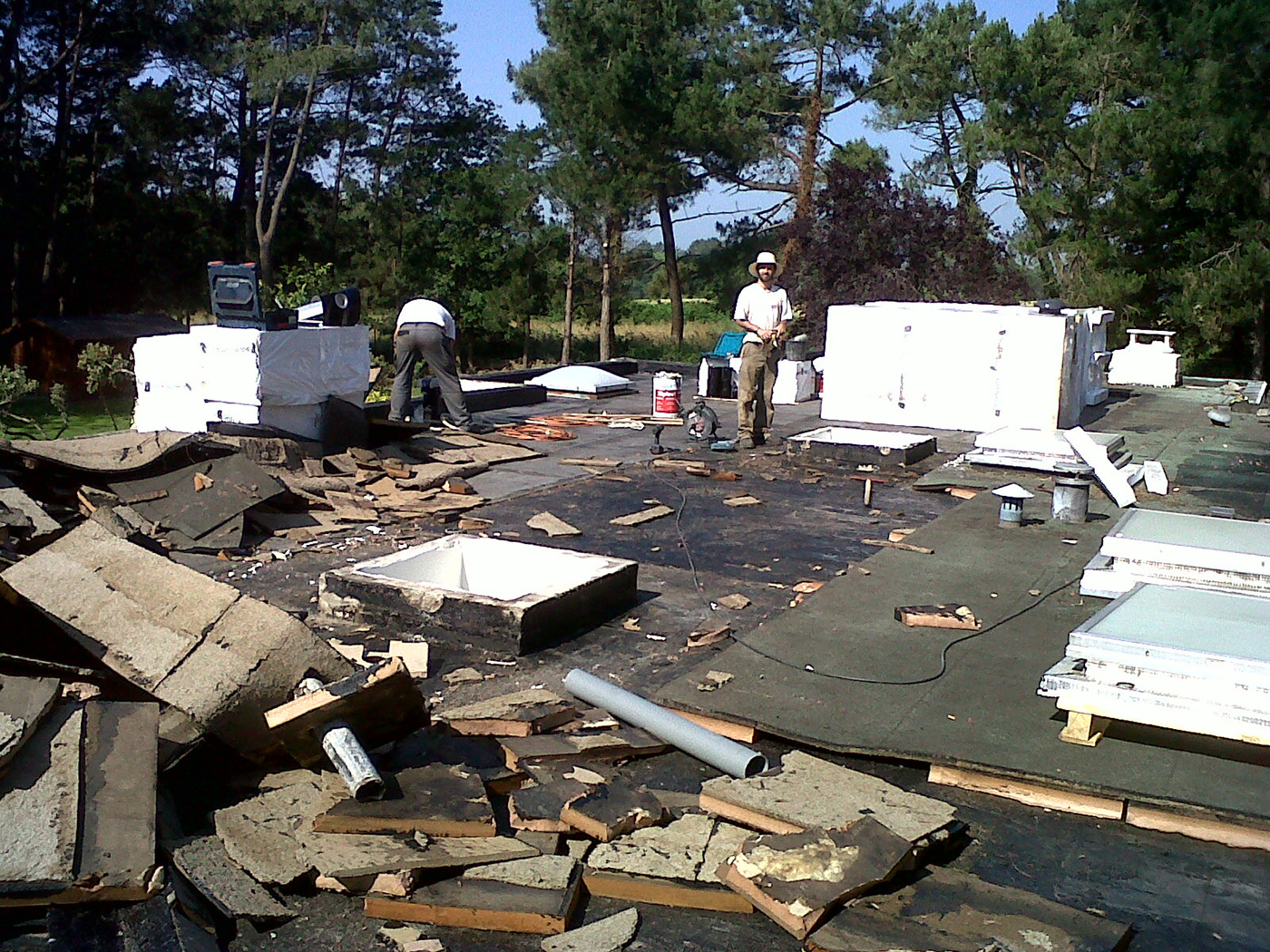 ITE à Pluneret chantier EPDM pendant travaux